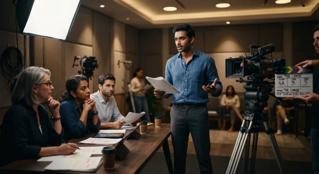 Indian actor attending a professional acting audition